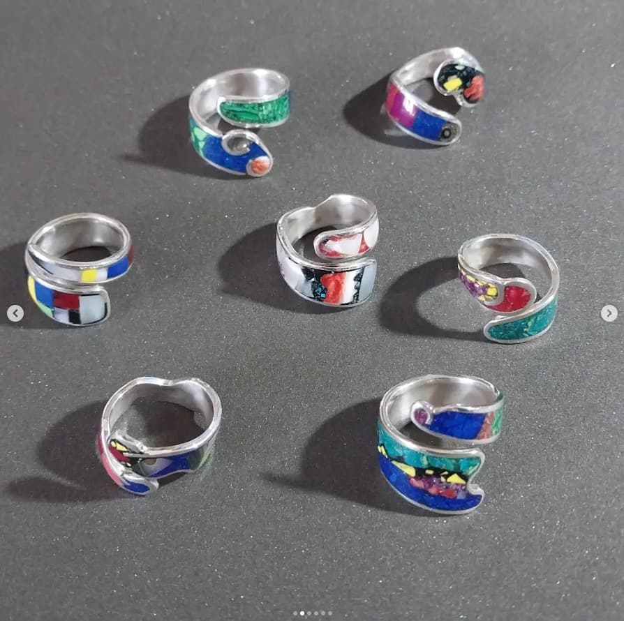 Anillos mosaico plata
